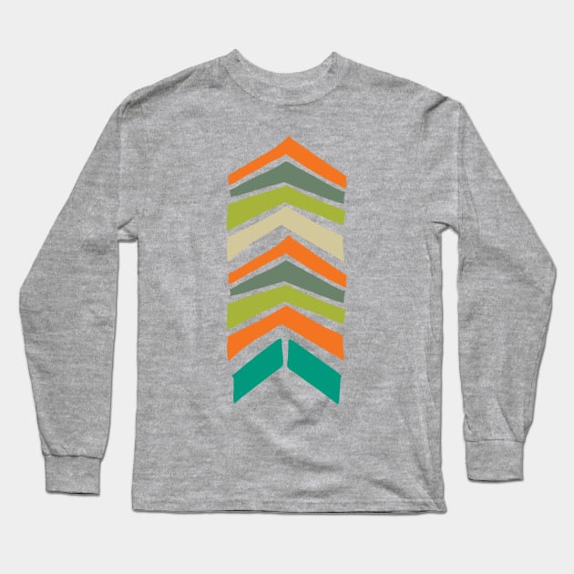 Mid Century Modern Chevron Long Sleeve T-Shirt by Raluca Mateescu